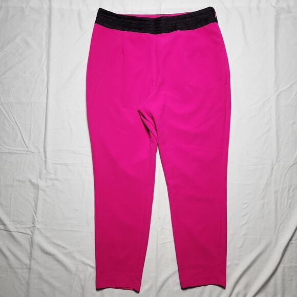 Gabrielle Union Womens Large Tuxedo Pants Pink Black Waist Band Straight Leg - Picture 1 of 10